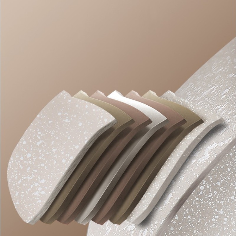 1, 5 lapisan marmer PTFE diperkuat lapisan anti lengket 2 、 Lapisan dasar primer 3 、 Permukaan pra-perawatan 4 、 Substrat inti aluminium cor 5 、 Lapisan eksterior tahan panas