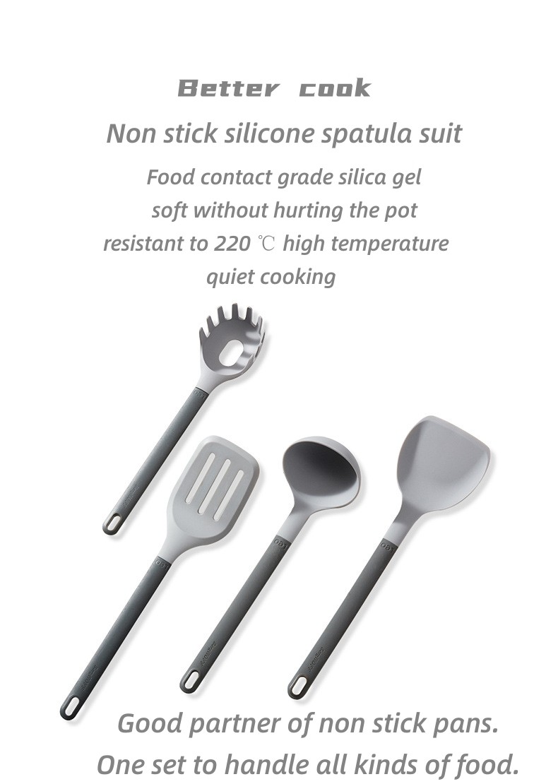 BC1108 001_ibyiza guteka nonstick ituje guteka ubushyuhe bwo hejuru birwanya ikositimu ya silicone spatula