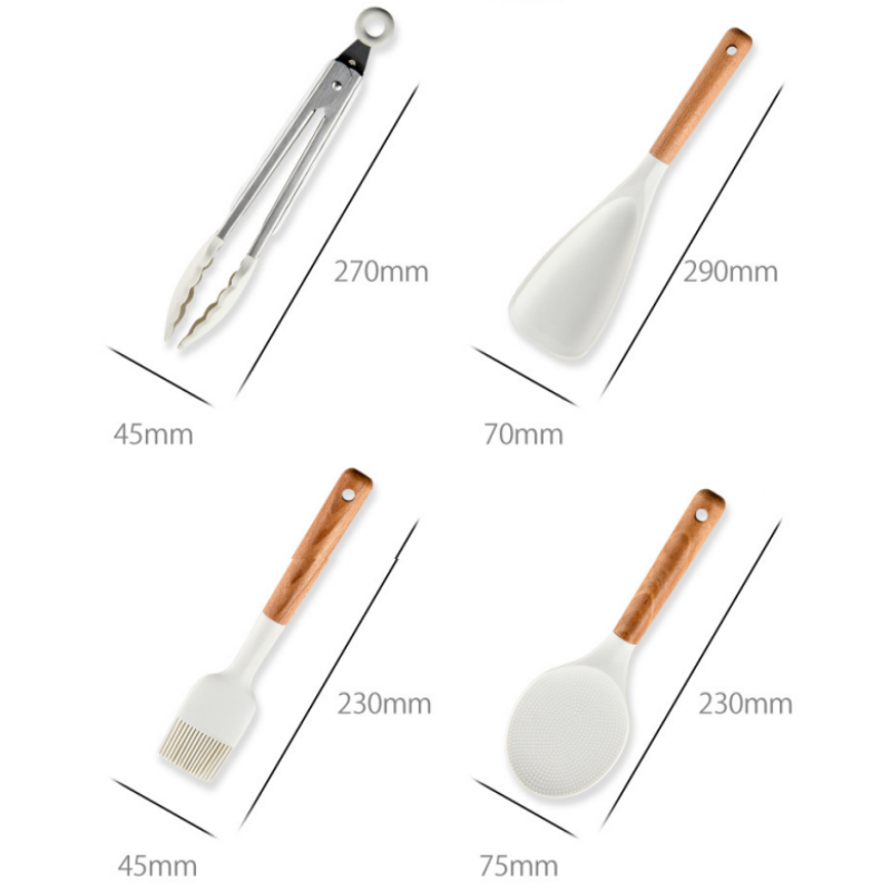 03better cook new design healthy silicon Environmental friendly and light wood handle  cooking set for dinner