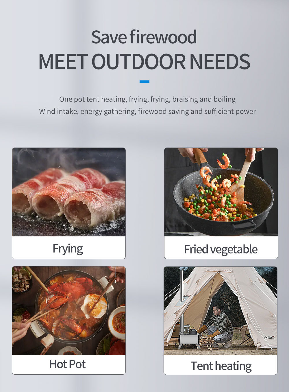 BC1117-07 multi-purpose heating smokeless tent fire stove