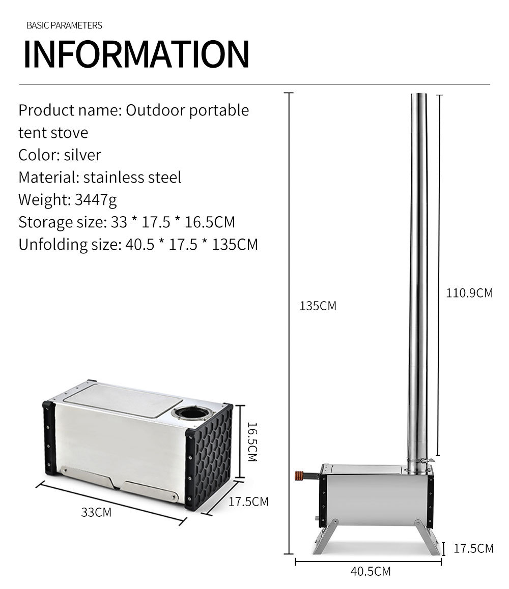 BC1117-13 tent stove with chimney