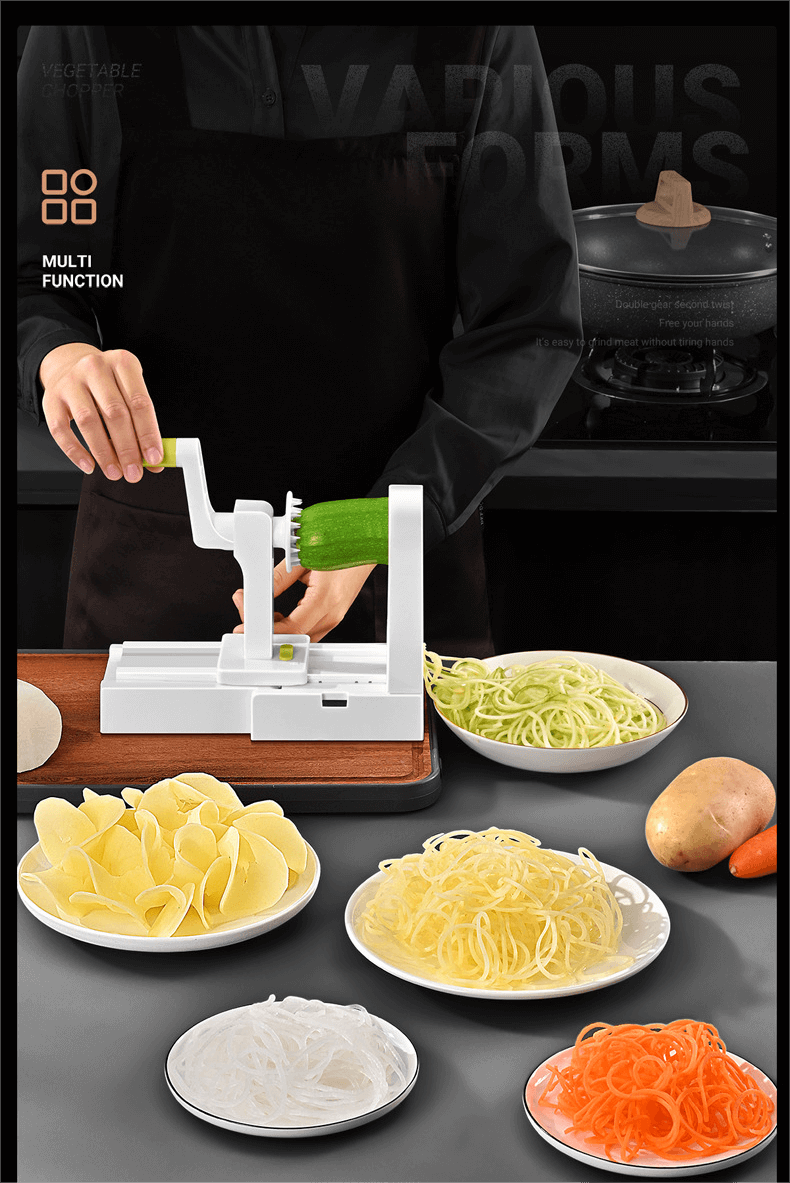 BC1119-18 BETTERCOOK Multi-shaped stainless steel spiral slicer for vegetables and fruits