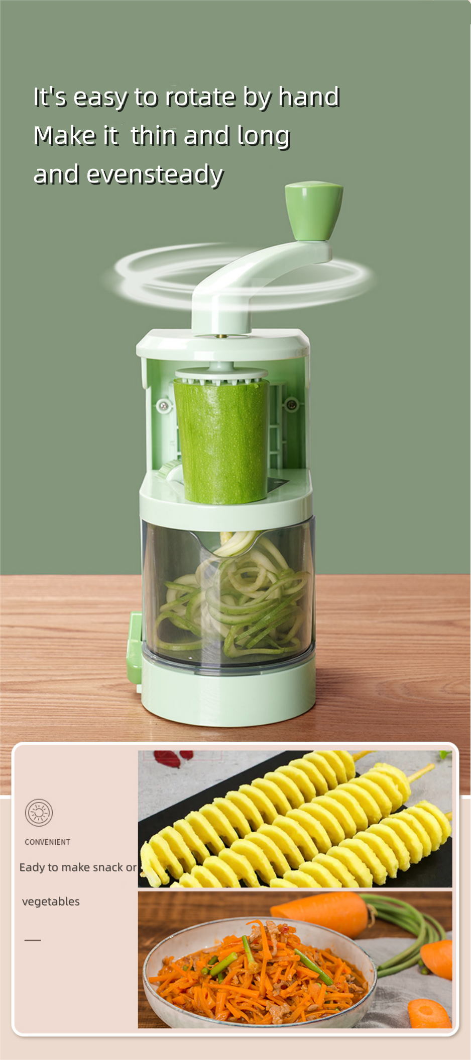 BC1120-08 BETTERCOOK home kitchen speedy vegetable potato cheese rotating slicer with 4 in 1 blade